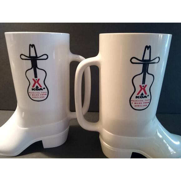 KOA Resort Plastic Boot Beer Mugs 2 Western Nashville Tennessee Vintage Plastic - Picture 3 of 11